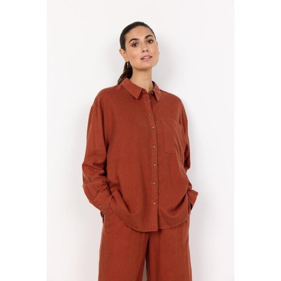 NWT SOYA CONCEPT INA Rust Linen Blend Trousers - Picture 2 of 6